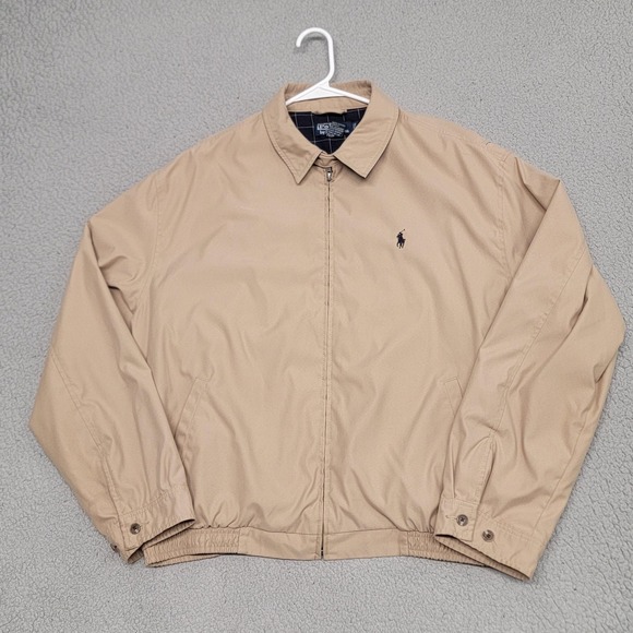 Polo by Ralph Lauren Other - Polo Ralph Lauren Jacket Mens XL Beige Bi-Swing Bomber Collared Plaid Lined